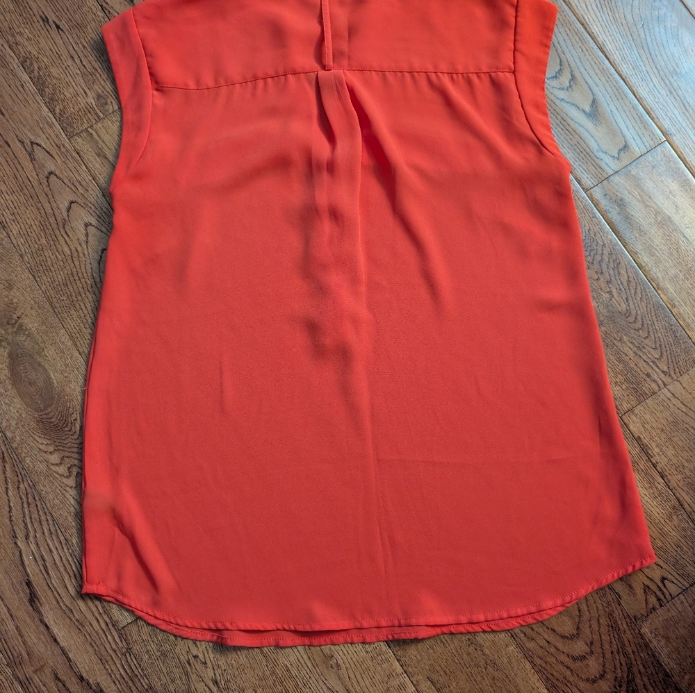 EUC Ladies The Limited Semi-Sheer Sleeveless Tank Blouse Shirt Red/Orange Sz S - Picture 7 of 8